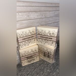 Four Christian Dior Decorative Gift Boxes - Floral Cream & Brown Set